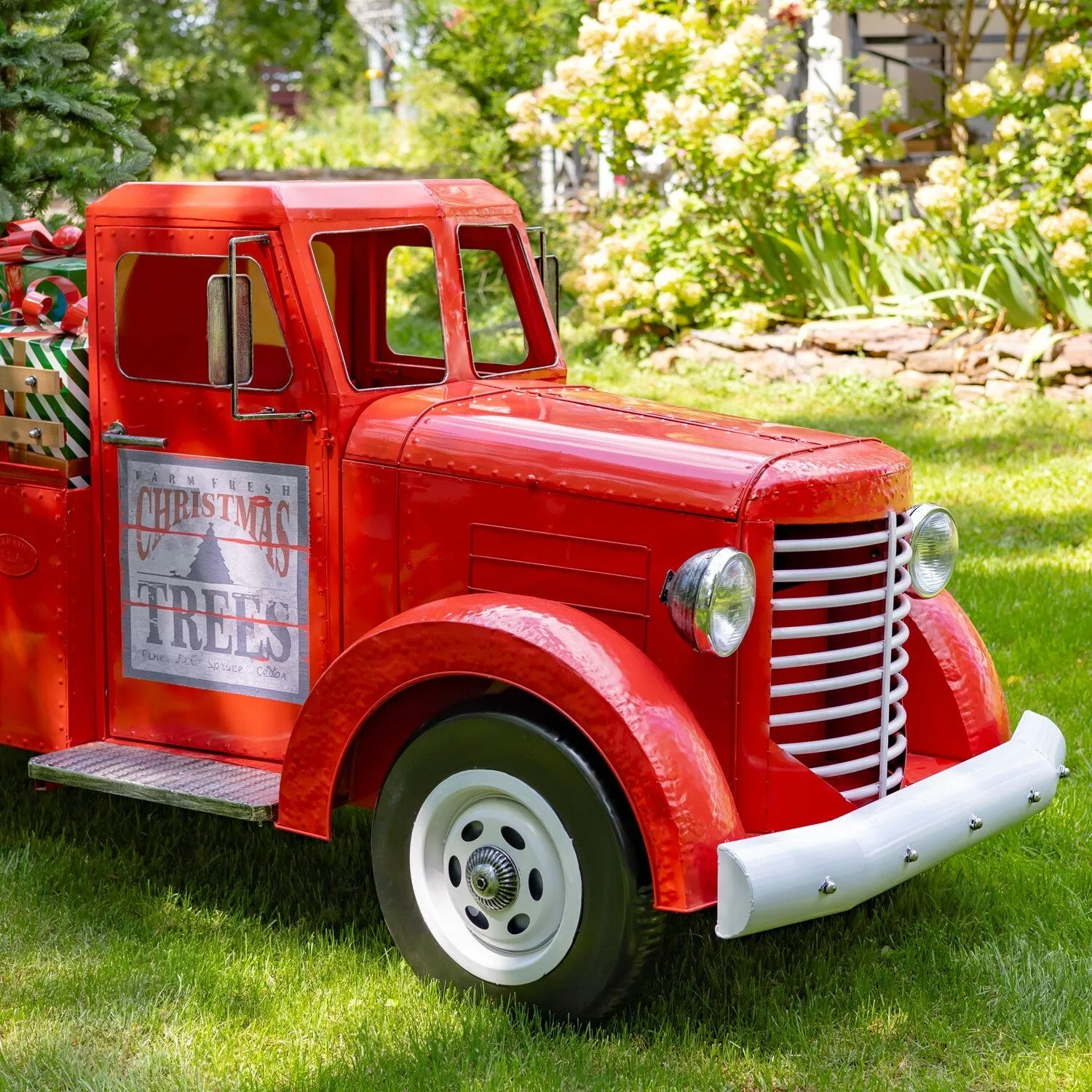 "Charleston" Red Iron Truck with LED Lights and Sign