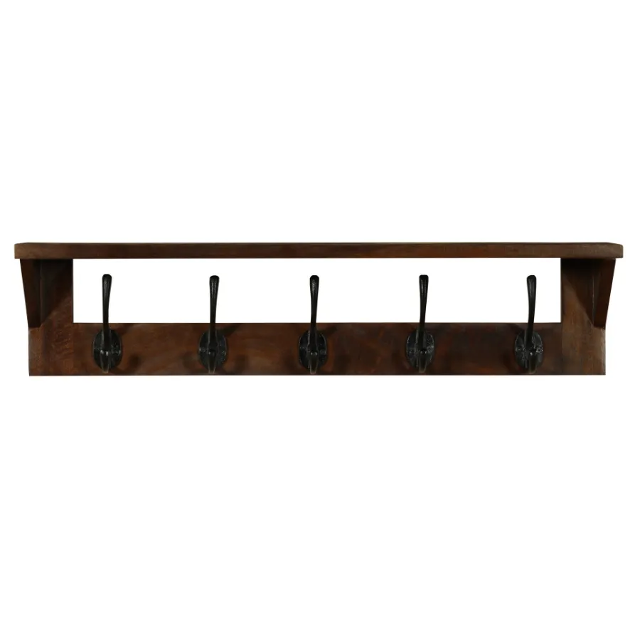 Reva Walnut Finish 65cm Wood and Metal Wall Hook