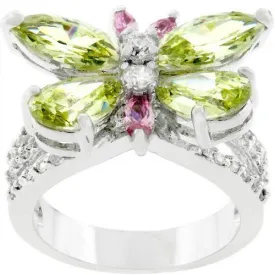 Rhodium Plated Butterfly Cocktail Ring