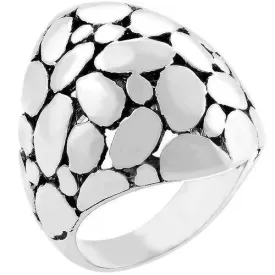 Rhodium Plated Cobblestone Ring