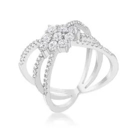 Rhodium Plated Mindy 0.8ct CZ Delicate Triple Wrap Ring