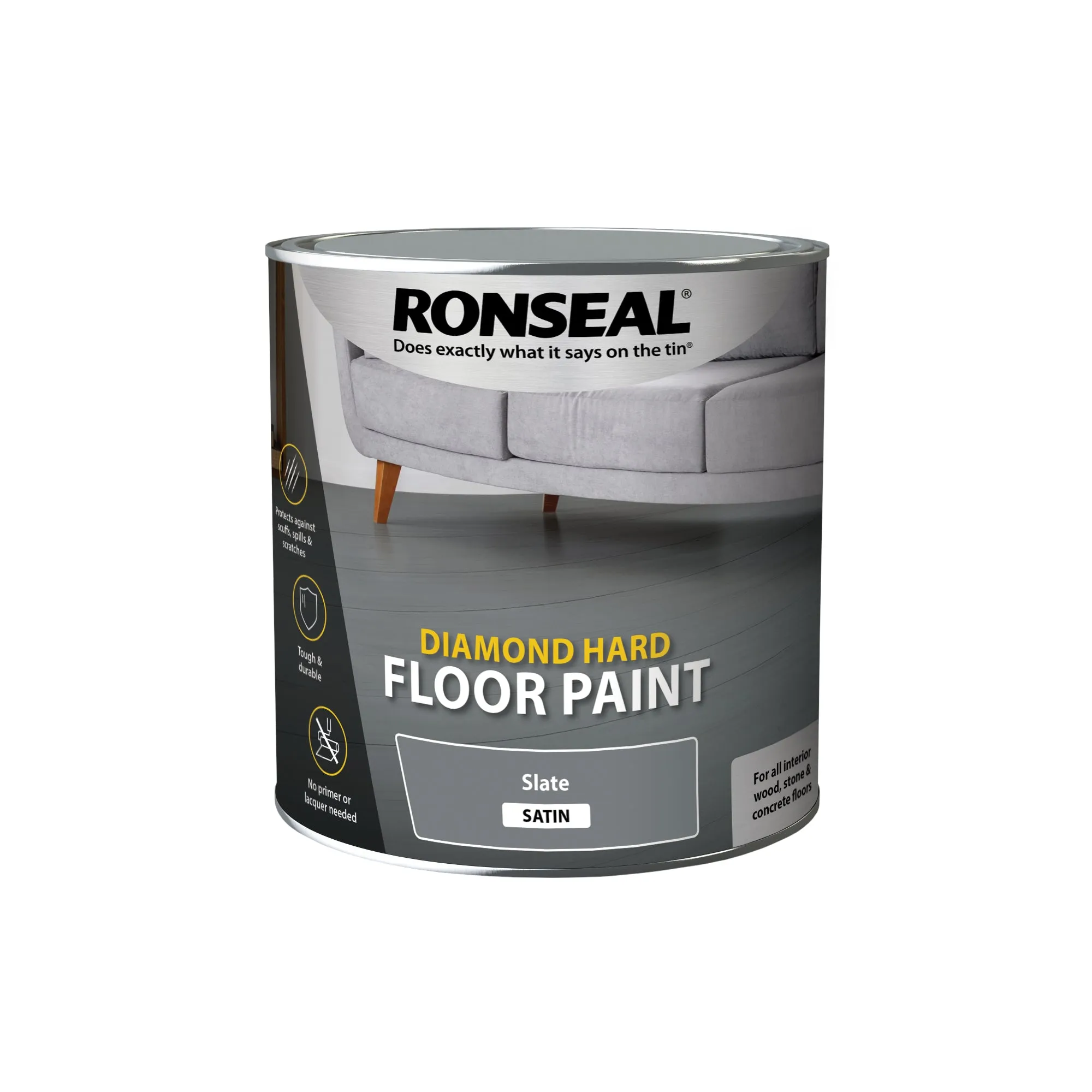 Ronseal Diamond Hard Floor Paint - Wood & Concrete Floors 2.5L Slate