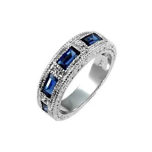 Sapphire Blue Bezel Eternity Band