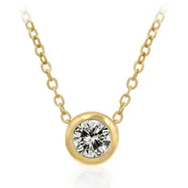 Solitaire Bezel Cubic Zirconia Golden Pendant