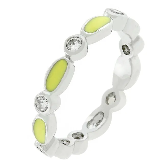 Yellow Link Enamel Stacker Ring