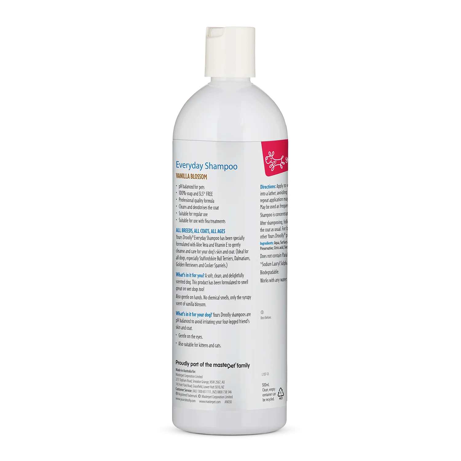 Yours Droolly White Dog Shampoo Vanilla with Aloe Vera 500ml